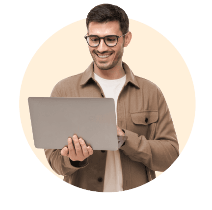 Person holding laptop